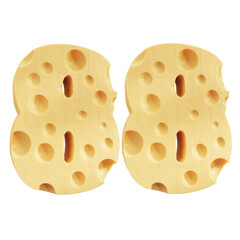 Number 88, Number eighty eight cheese icon design.