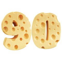 Number 90, Number ninety cheese icon design.