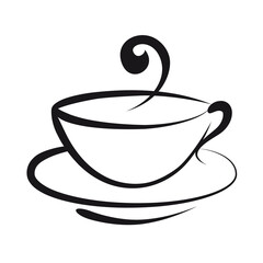 Teacup, tea line art illustration over a transparent background, PNG image