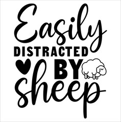 Easily Distracted By Sheep Farm Animal