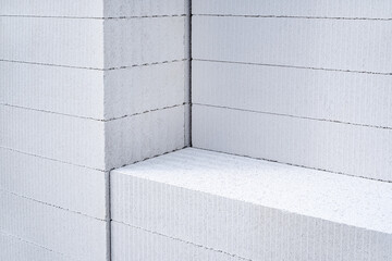 Aerated lightweight building concrete blocks prepared for building wall modular building houses. New Architecture concept