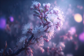 Fototapeta na wymiar Spring sakura blossom, bokeh background . AI 