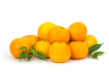 fresh tangerines on white
