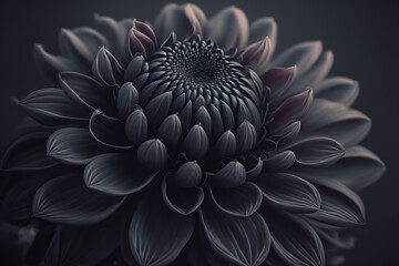 Black dahlia, floral design for prints, postcards or wallpaper. AI