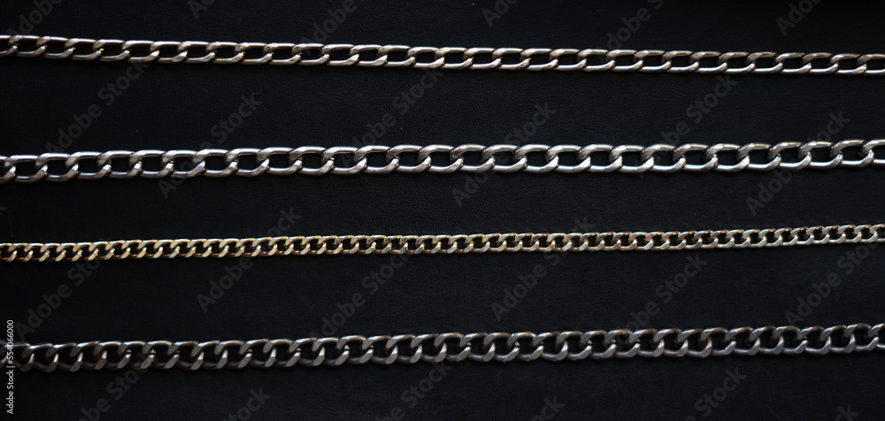 Poster set of chains isolated on black background