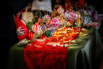 Handmade Christmas balls are on display at a Crafter and Vendor Fair in Windsor in Upstate NY. ...