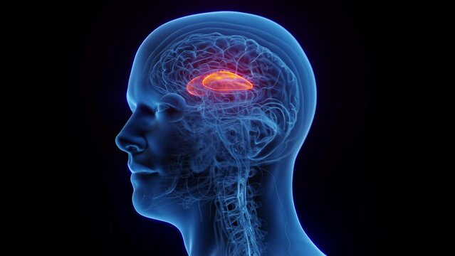 3D medical animation of a man's putamen