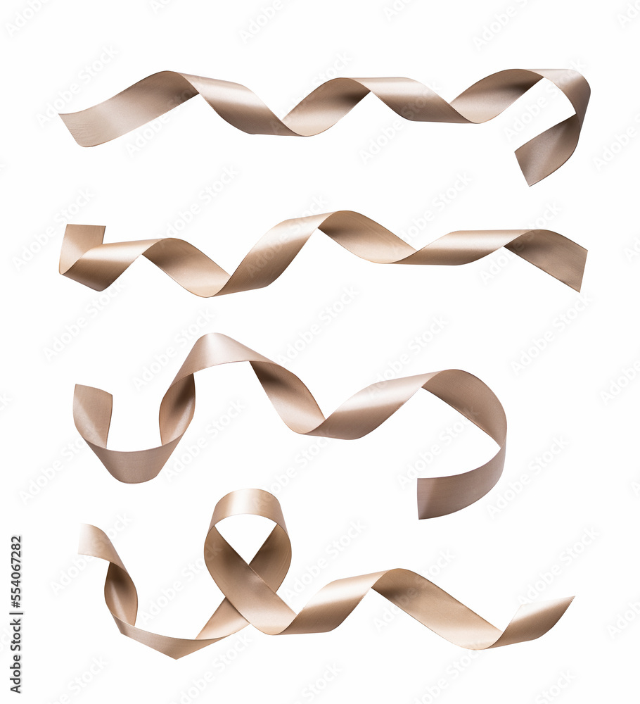 Poster set of curl and shiny ribbon for luxury ornament isolated