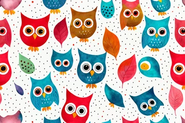 Foto auf Acrylglas owl Seamless pattern design © rufous