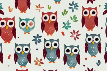 Photo sur Plexiglas Dessins animés de hibou owl Seamless pattern design