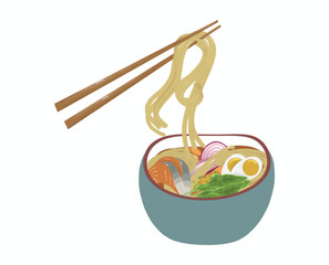 Gourmet illustration of a good ramen dish. isolated image