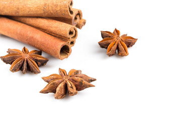 Stars anise and cinnamon isolated
