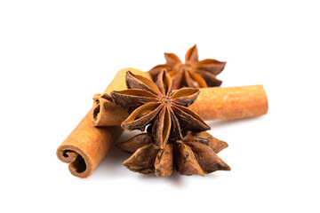 Stars anise and cinnamon isolated