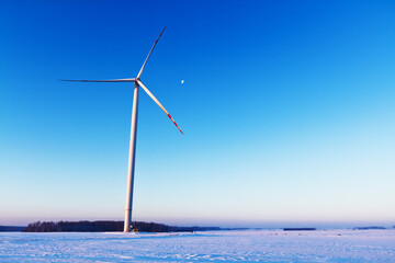 landscape with wind farm, winter time Poland Europe