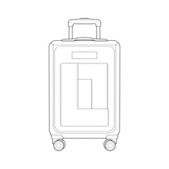 Suitcase isolated outline. Vector outline for coloring book. Vector illustration suitcase on white background.