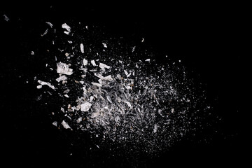Texture of wood ash. Black background.