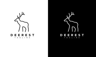 Deer line art logo design, Modren minimalist deer logo icon