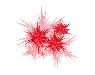 Abstract red stars on a transparent background.