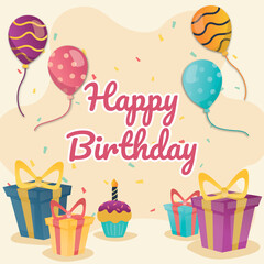 Happy Birthday vector illustration card