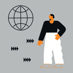 Technology future concept. Vector people flat illustration. Ideal for social media and business presentations, user interface, UX, graphic and web design, apps and interfaces. EPS 10