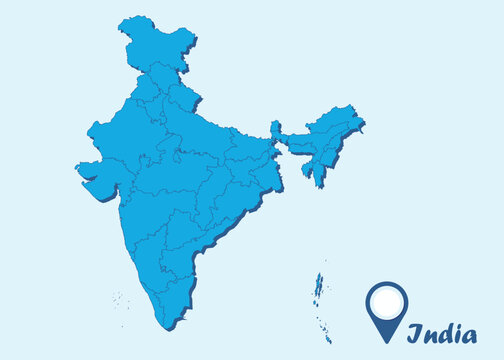 Political Map of India. States and union territories. India map. map of India