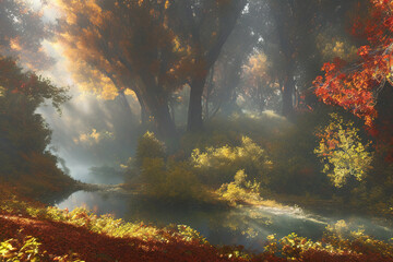 dreamy autumn forest landscape