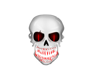 Fototapeta premium White skull with red glowing eyes.