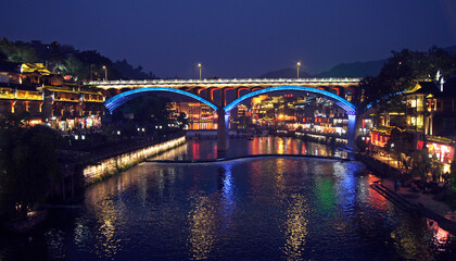 Dusk and light in Fenghuang, China