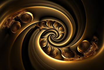 Abstract swirl effect in gold. Generative AI