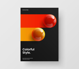 Simple realistic spheres brochure template. Unique corporate cover vector design illustration.