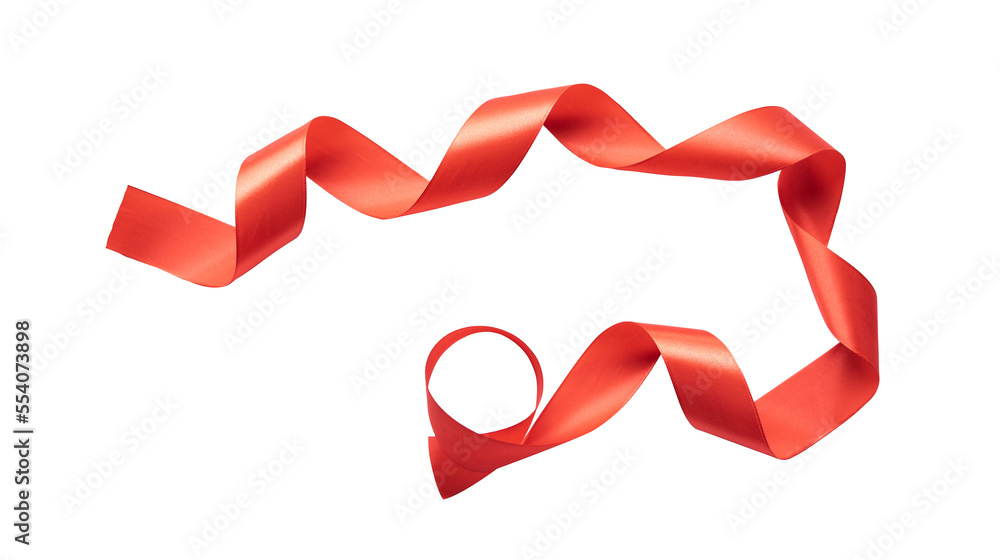Poster red ribbon curls for decoration and design elements. luxury design elements for celebratory design.