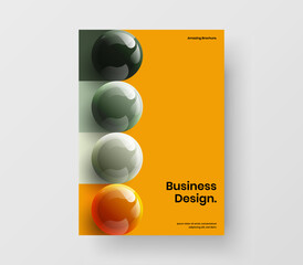 Abstract realistic spheres book cover layout. Clean presentation A4 vector design concept.