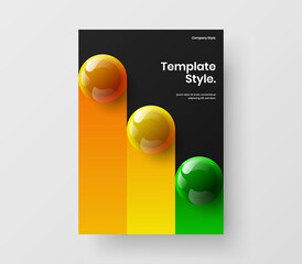 Colorful realistic balls handbill illustration. Modern magazine cover A4 design vector layout.