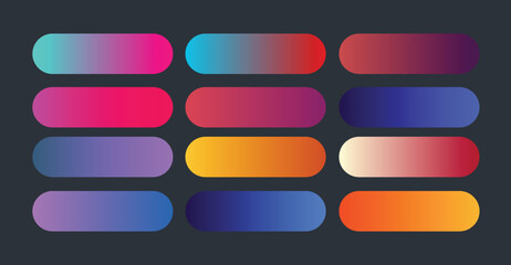 set of buttons, color gradient set design