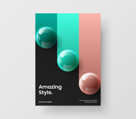 Minimalistic 3D balls brochure illustration. Trendy poster A4 design vector layout.