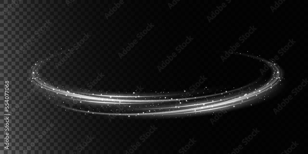 Poster abstract light lines of movement and speed in white. light everyday glowing effect. semicircular wav