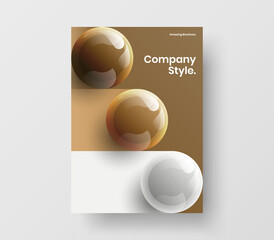 Simple catalog cover vector design concept. Trendy 3D spheres poster illustration.