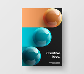 Minimalistic 3D balls company identity layout. Multicolored pamphlet design vector illustration.