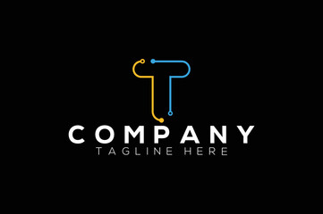 Modern letter T logo design template. Business technology and digital abstract connection vector logo.