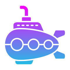 Submarine Glyph Gradient Icon