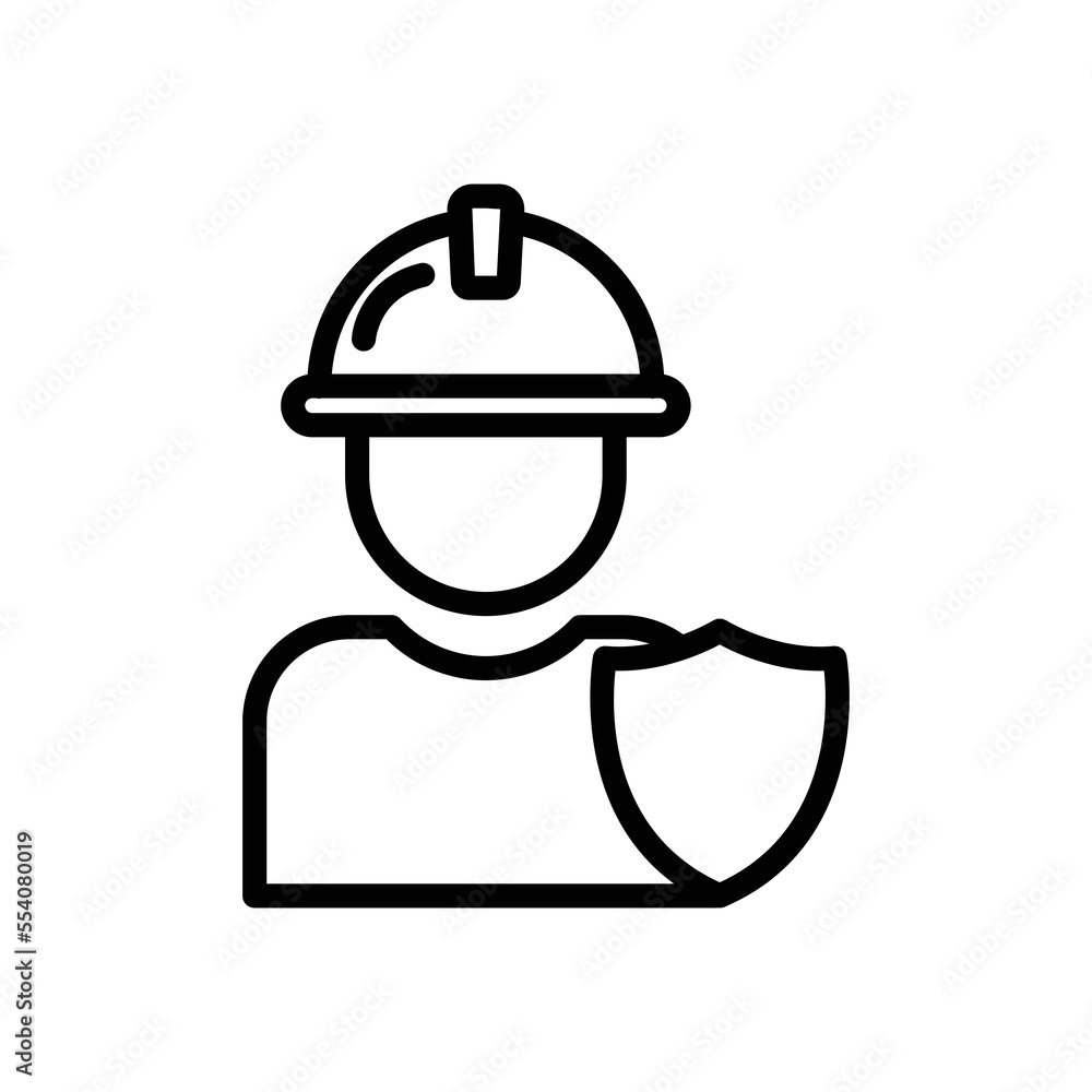 Aufkleber builder icon illustration with shield. line icon style. suitable for safety icon. icon related to co