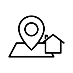 Map icon illustration with house. suitable for location icon. line icon style. icon related to construction. Simple vector design editable