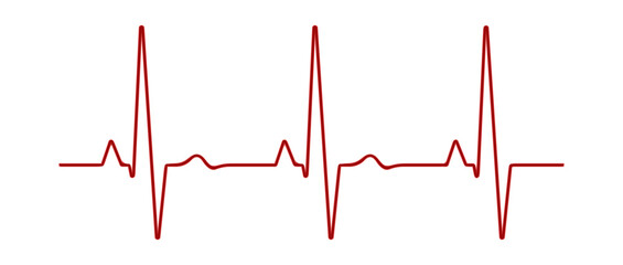 Heart rate graph. Heart beat line. Ekg icon wave. Red color. Sound wave line. Medical design. - obrazy, fototapety, plakaty
