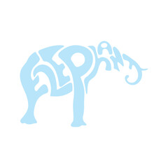 Elephant vector silhouette with lettering