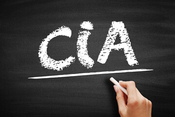 CIA - Central Intelligence Agency or Certified Internal Auditor acronym text on blackboard - obrazy, fototapety, plakaty