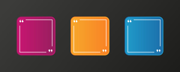 Quote box frame, big set. Quote Frame Blank Template Set. Texting quote blank template boxes. Blank template, quotation bubble,  bubble blog quotes symbols.