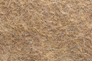Hemp growing mat, surface, macro, from above. Growth medium for microgreens, made of industrial and natural hemp fibres, intertwined into a biodegradable and compostable alternative to growing soil.