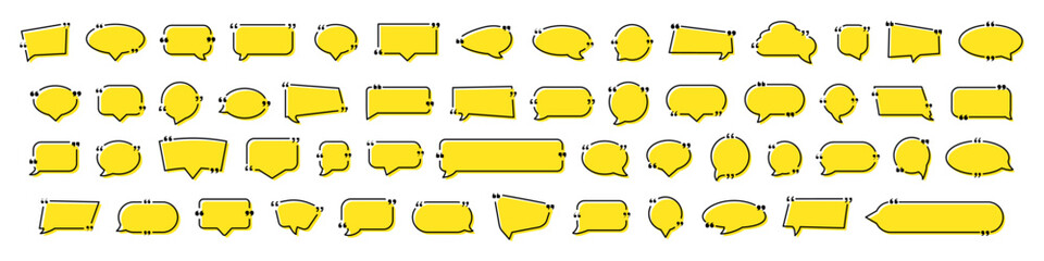 Obraz premium Quote box frame, big set. Texting quote blank template boxes. Blank template, quotation bubble, bubble blog quotes symbols.