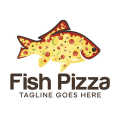 Fish pizza logo design 