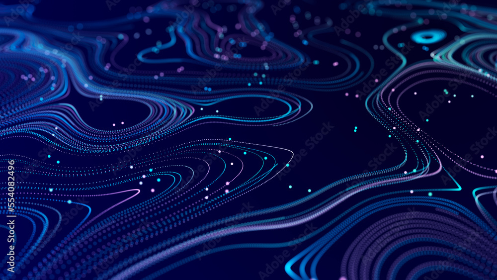 Fototapete abstract digital background from rounded colored lines. information flow space. big data visualizati